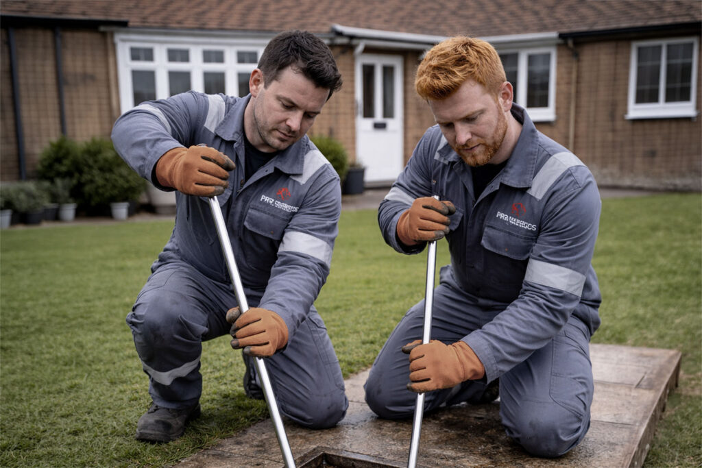 Professional drain unblocking at a domestic property