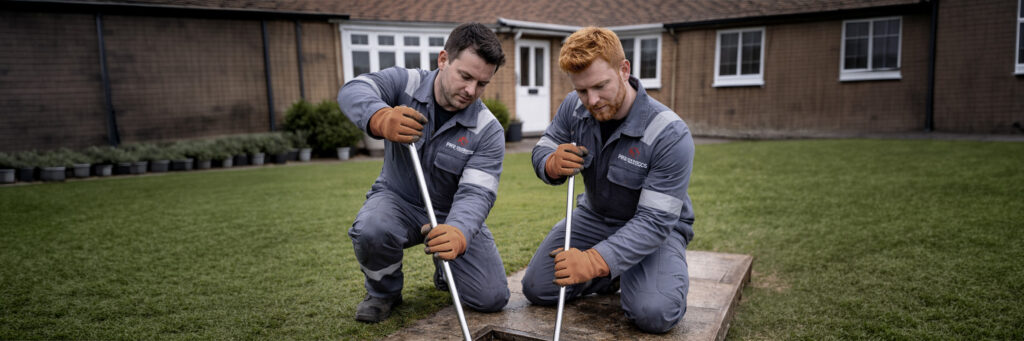 Professional drain unblocking at a domestic property