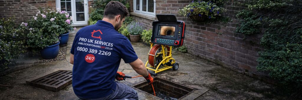 CCTV drain survey in progress