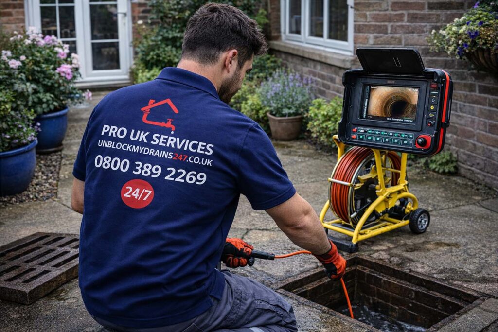 CCTV drain survey in progress